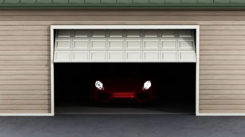 Sports car in garage
